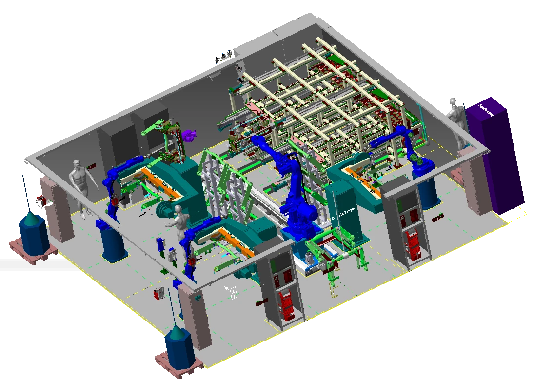 3D CAD-Rendering einer industriellen MAG-Schweißanlage
