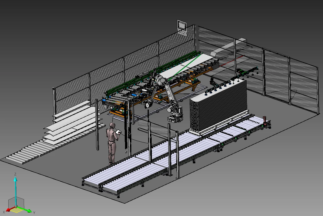 Bild aus einem Referenz-Projekt. Dargestellt ist eine Bearbeitungsanlage zur Produktion von Holzprodukten